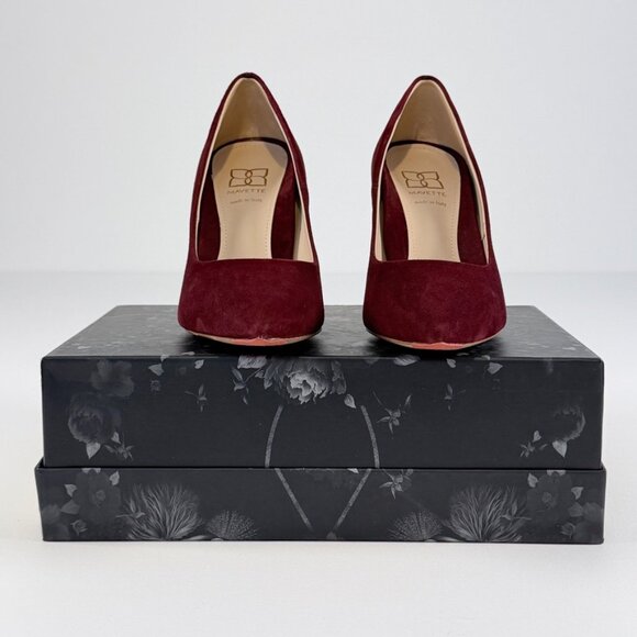 Mavette Burgundy Suede block heel pumps (Sz 39) - Picture 9 of 12